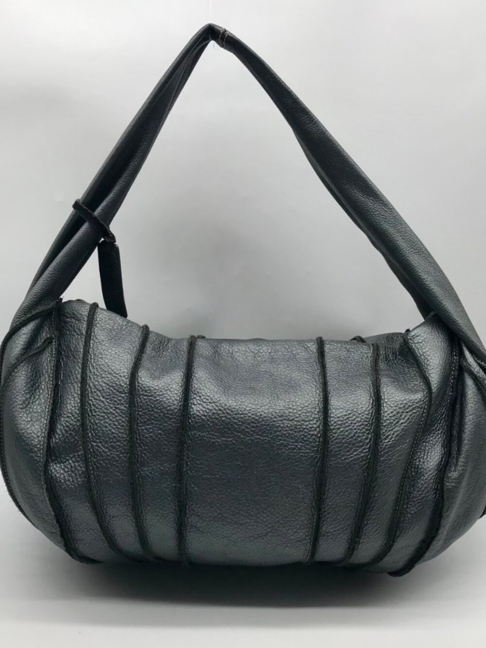 Aqua Madonna Gray Leather  Hobo Bag - Picture 2 of 11